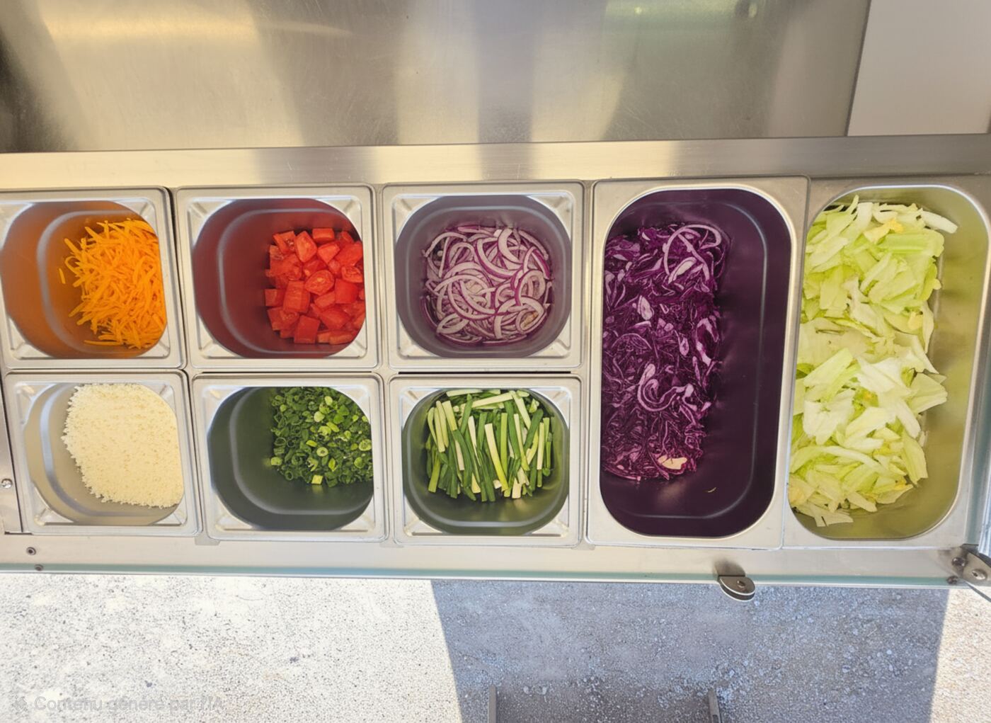 Bacs d'ingrédients frais dans le food truck DKP